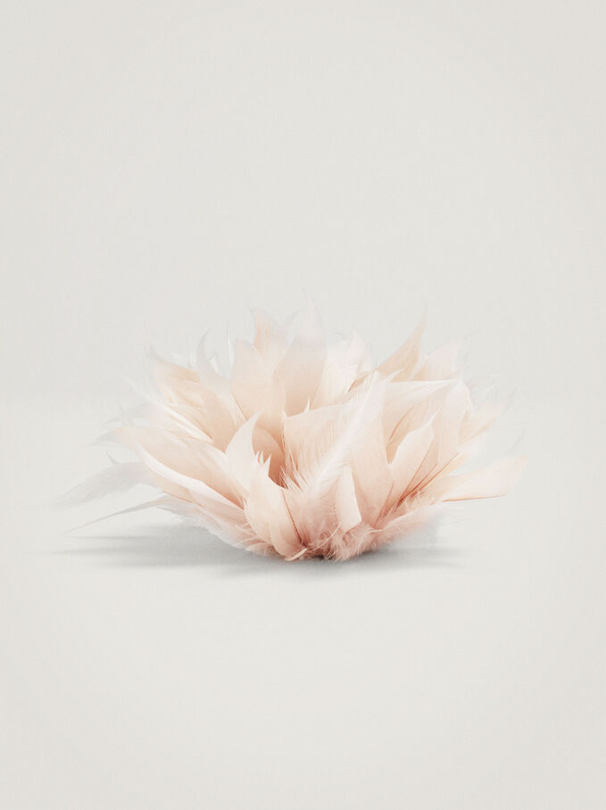 Hair Claw With Feathers, Pink, hi-res