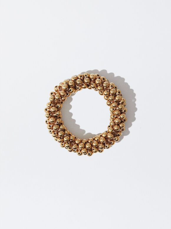 Scrunchie With Beads, Golden, hi-res