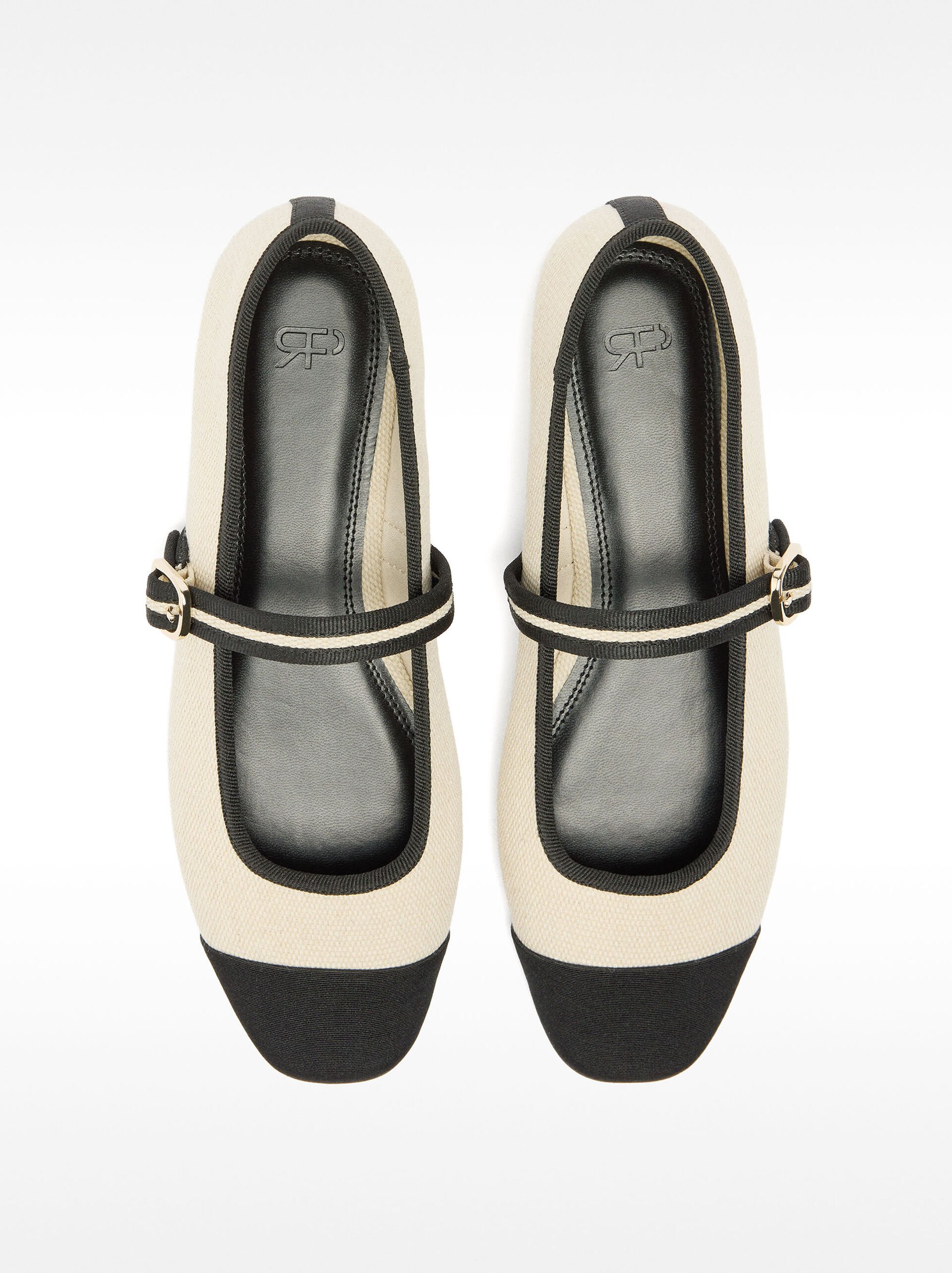 Ballet flats with bicolor fabric image number 0.0