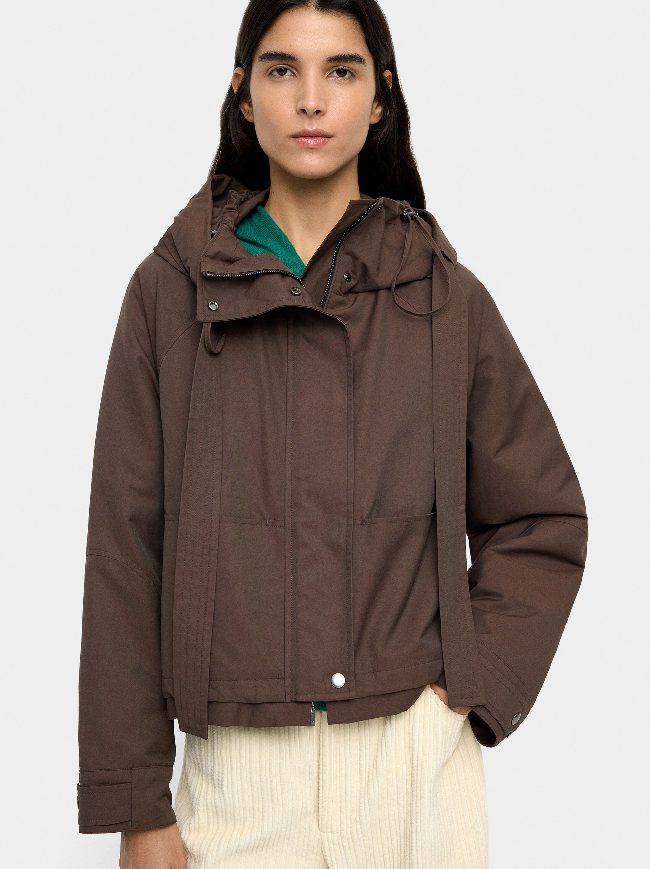 Jacket with hood water repellent image number 4.0