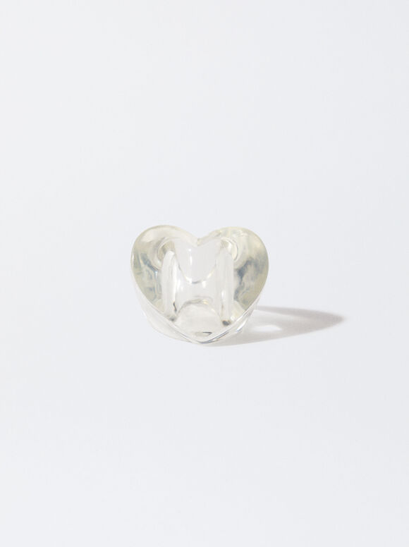 Online Exclusive - Heart Ring In Resin, White, hi-res
