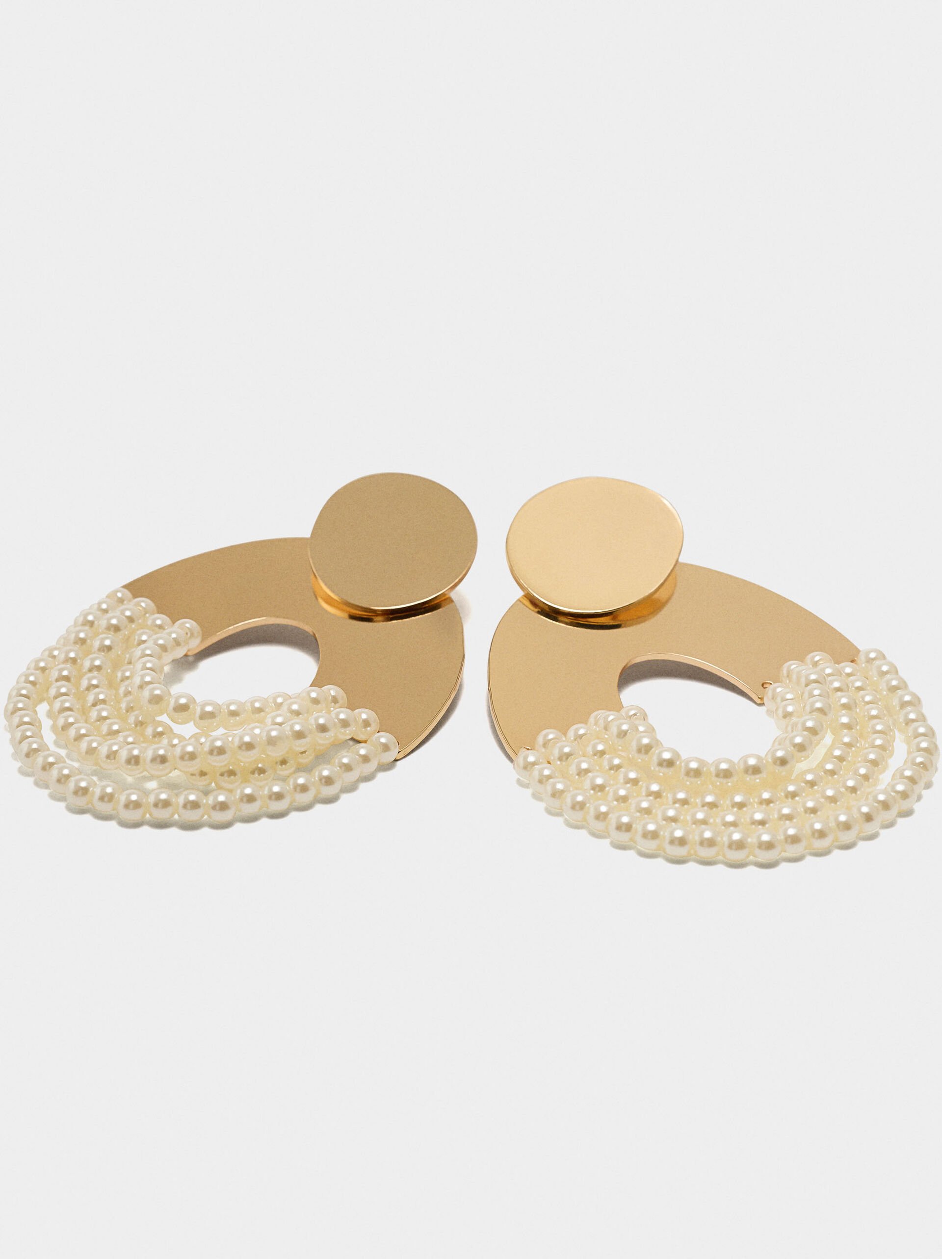 Oval earrings with pearls image number 2.0