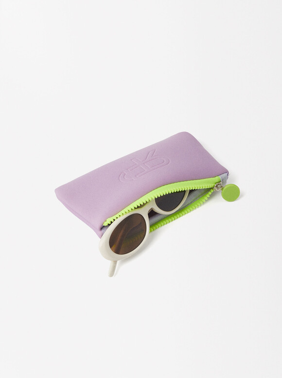Oval Sunglasses, Beige, hi-res