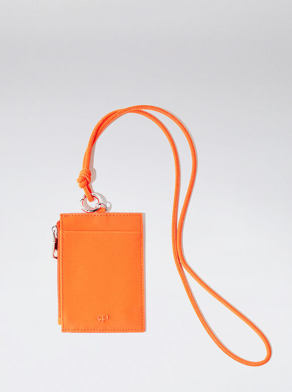 Card Holder With Strap, Orange, hi-res