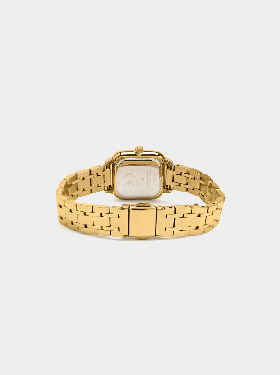 Square watch with a stainless steel bracelet
