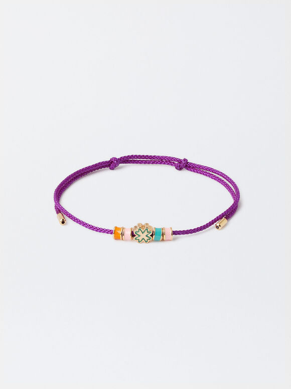 Adjustable Bracelet With Charm, Purple, hi-res
