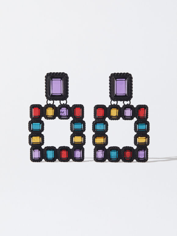 Multicolored Geometric Earrings, Multicolor, hi-res