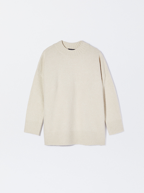 Knit Sweater With Wool, Beige, hi-res