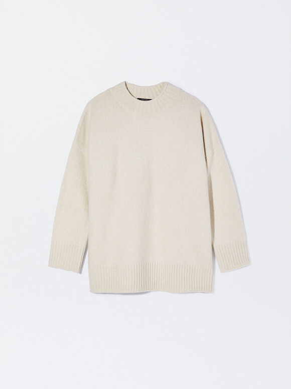 Knit Sweater With Wool, Beige, hi-res