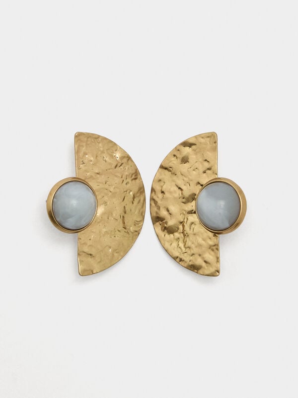 Fan earrings with resin