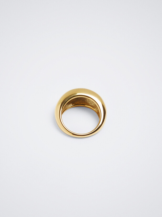 Stainless Steel Golden Signet Ring, Golden, hi-res