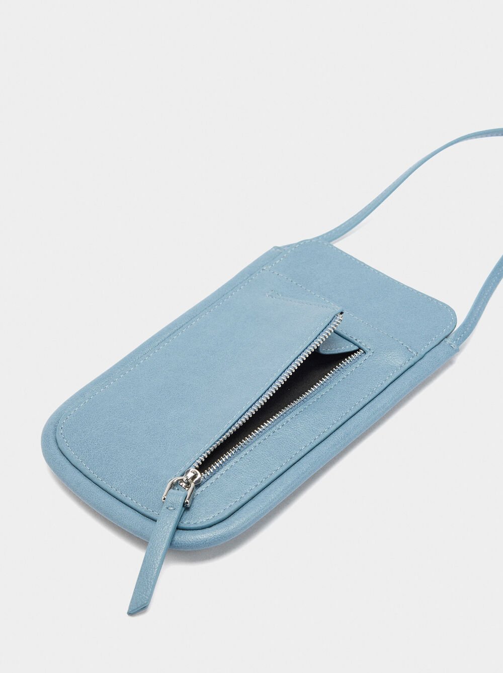 Mobile phone bag with leather details