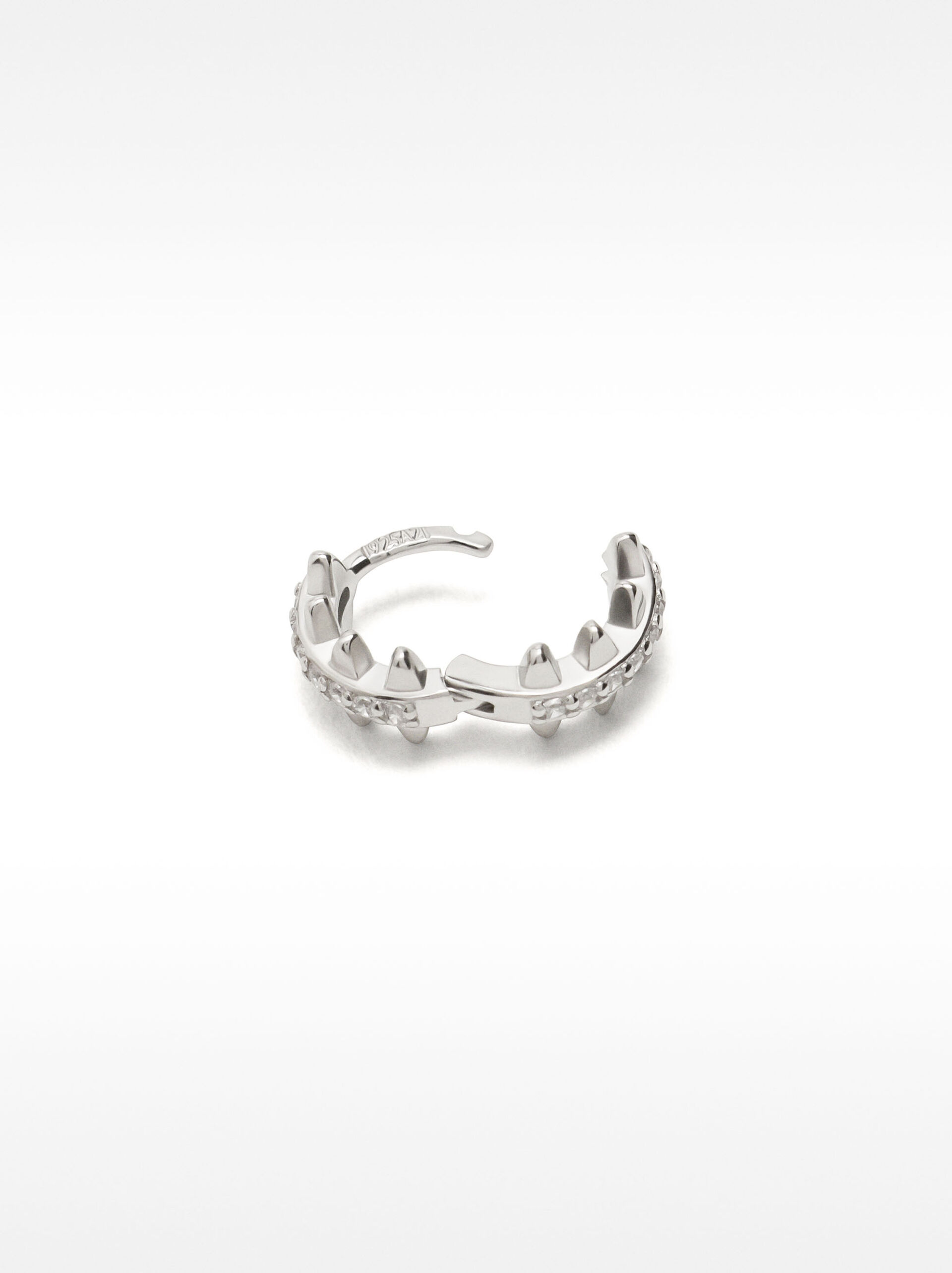 Single stud earring with zirconia and embossed detail – 925 sterling silver image number 3.0