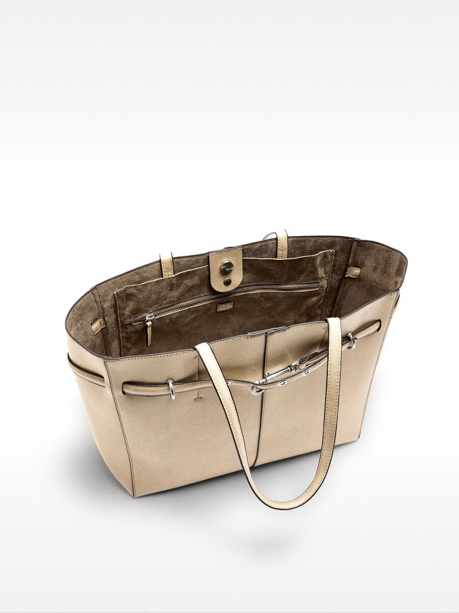 Crackle-effect shopper bag