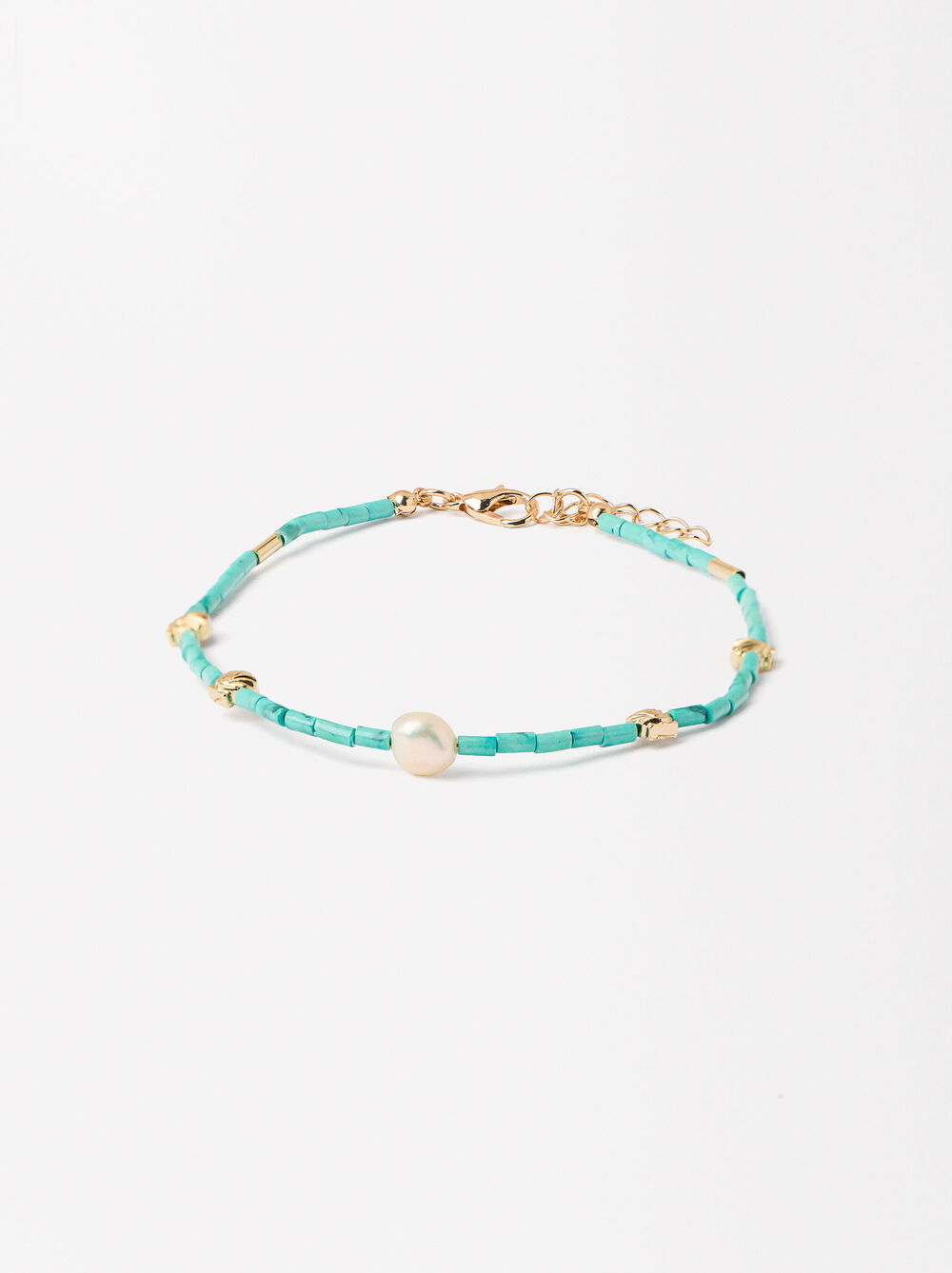 Bracelet With Shells And Pearls Green | Parfois