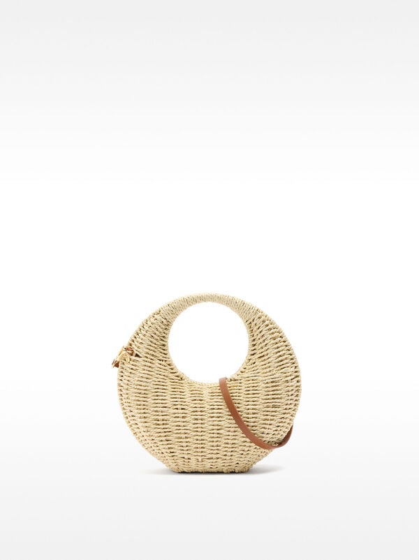 Round straw-effect crossbody bag