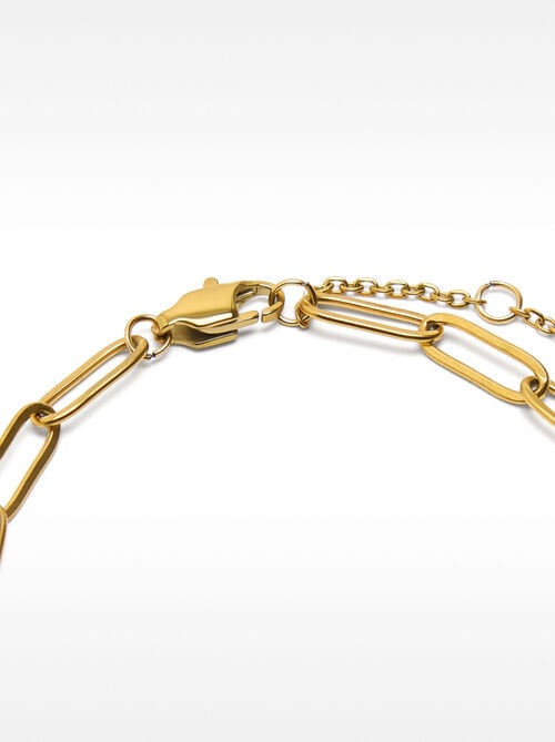 Pulsera de eslabones con perla de agua dulce - acero inoxidable