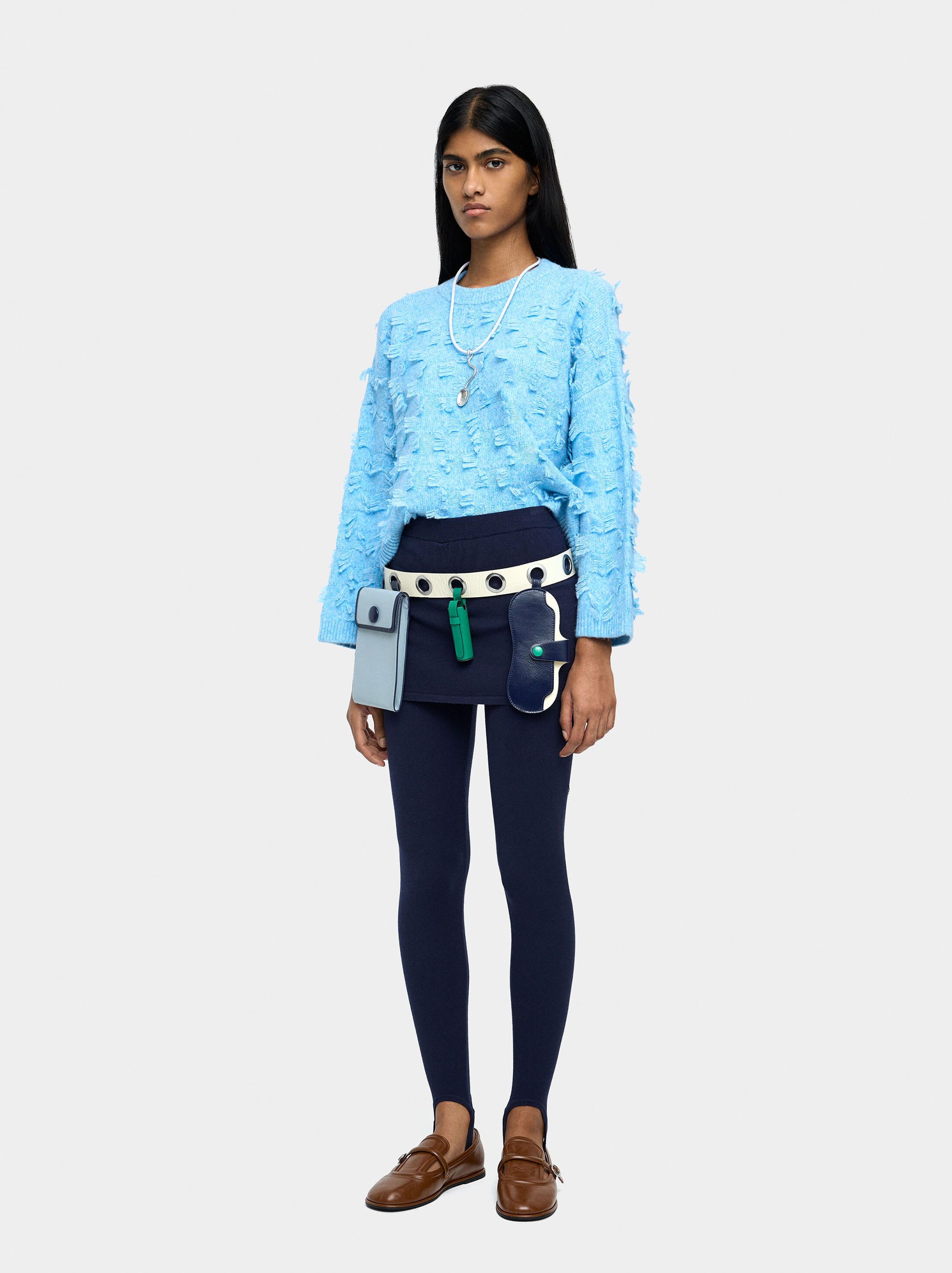 Knitted jumper with fringes image number 1.0