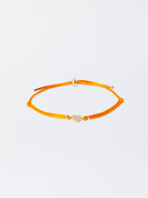 Bracelet Ajustable Avec Cœur, Orange, hi-res