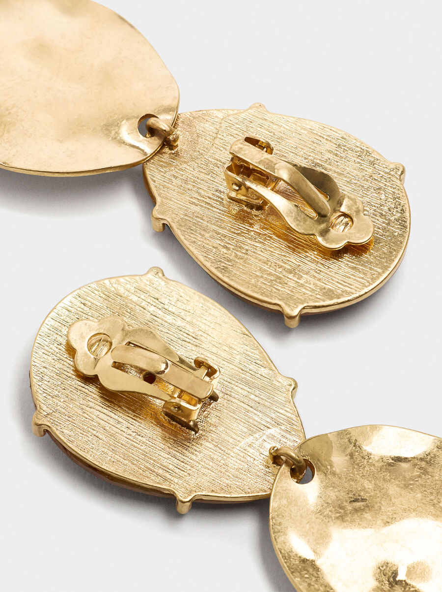 Pendientes largos de lágrima efecto carey