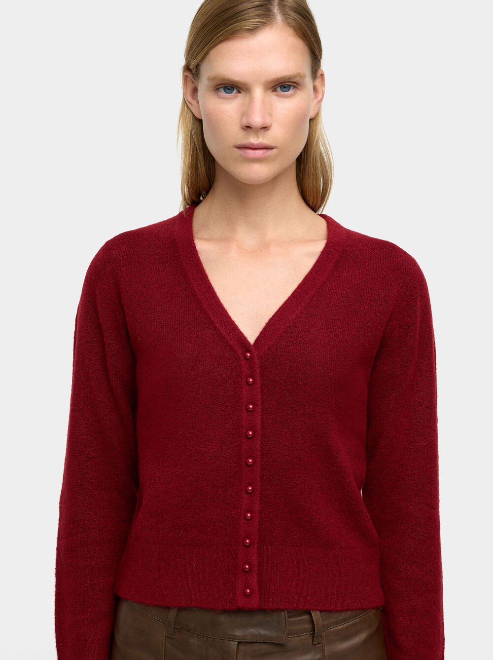 Cardigan in maglia scollo a V