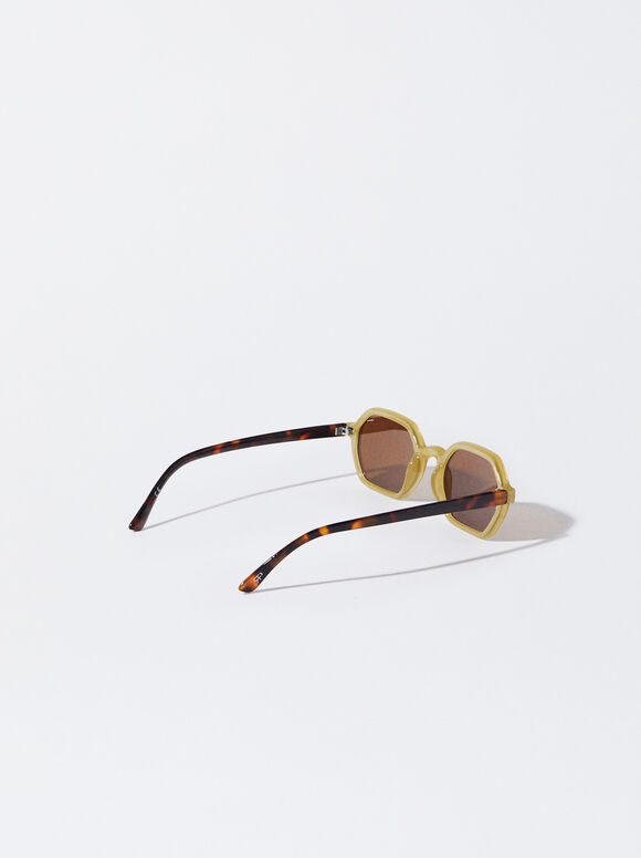 Sechseckige Sonnenbrille, Khaki, hi-res