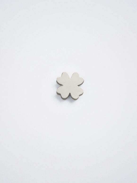 Online Exclusive - Stainless Steel Charm With Shamrock, Silver, hi-res