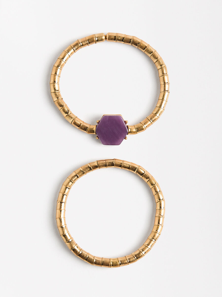 Set of elastic bracelets with stone