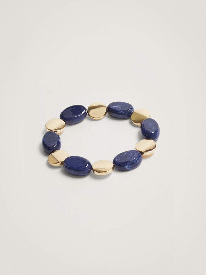 Bracelet Élastique Avec Perles Fantaisie, Bleu, hi-res