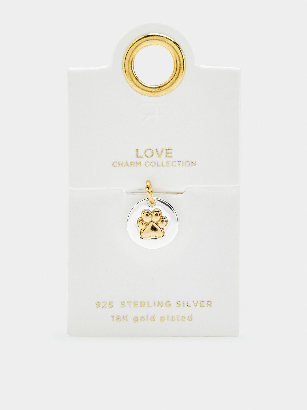 Bicolor animal paw charm - 925 sterling silver