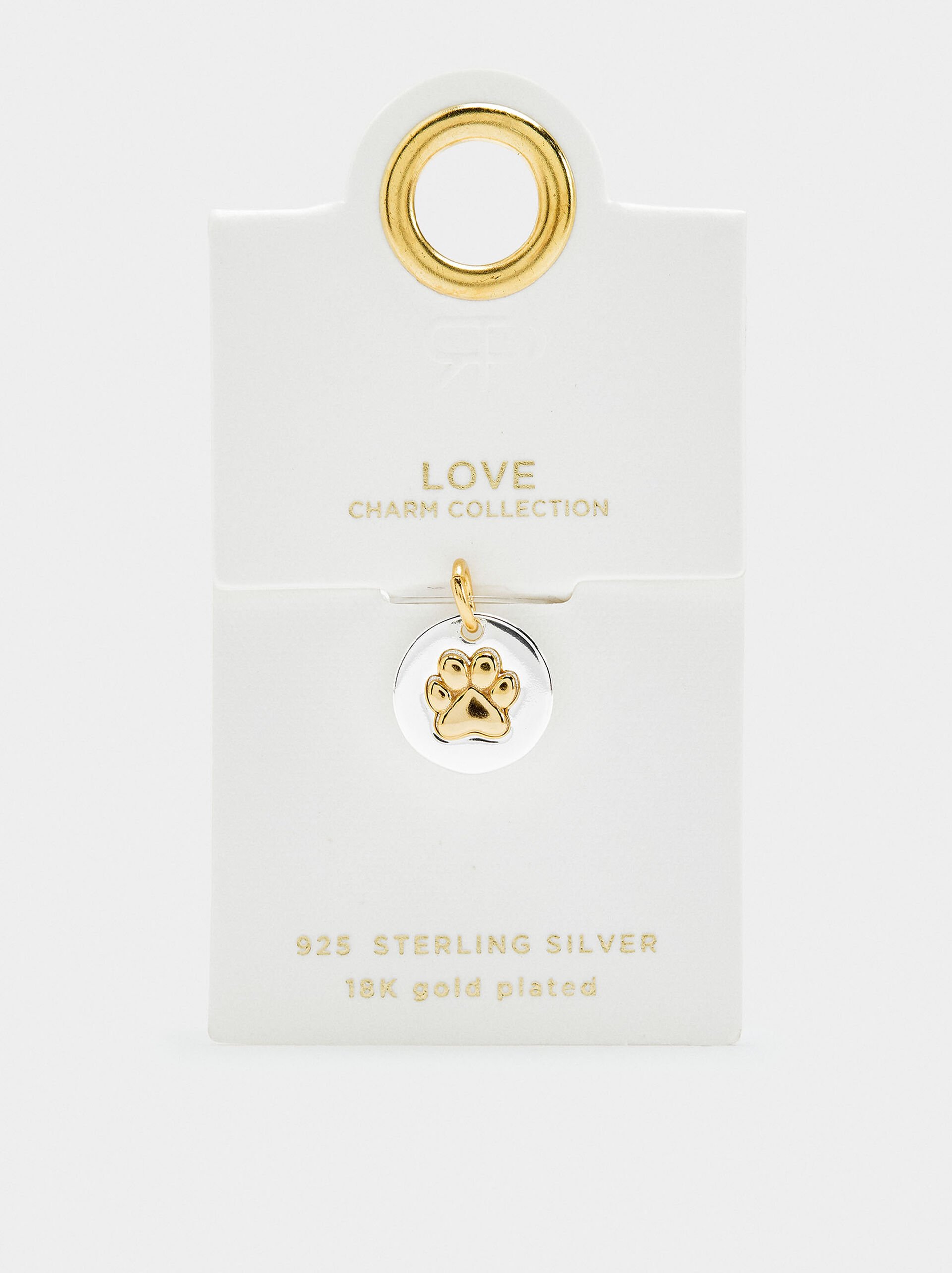 Bicolor animal paw charm - 925 sterling silver image number 4.0