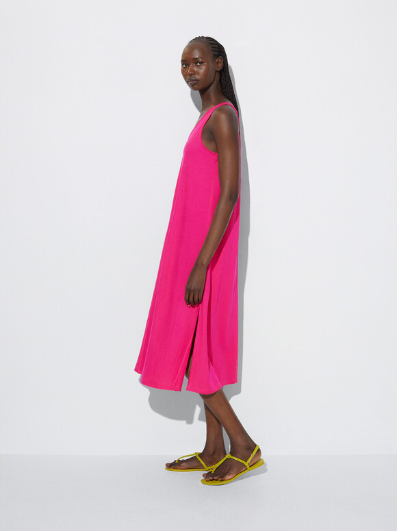 Long Strappy Dress, Fuchsia, hi-res