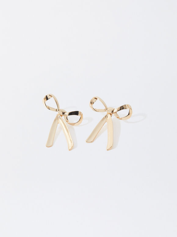 Earrings With Bow, Golden, hi-res