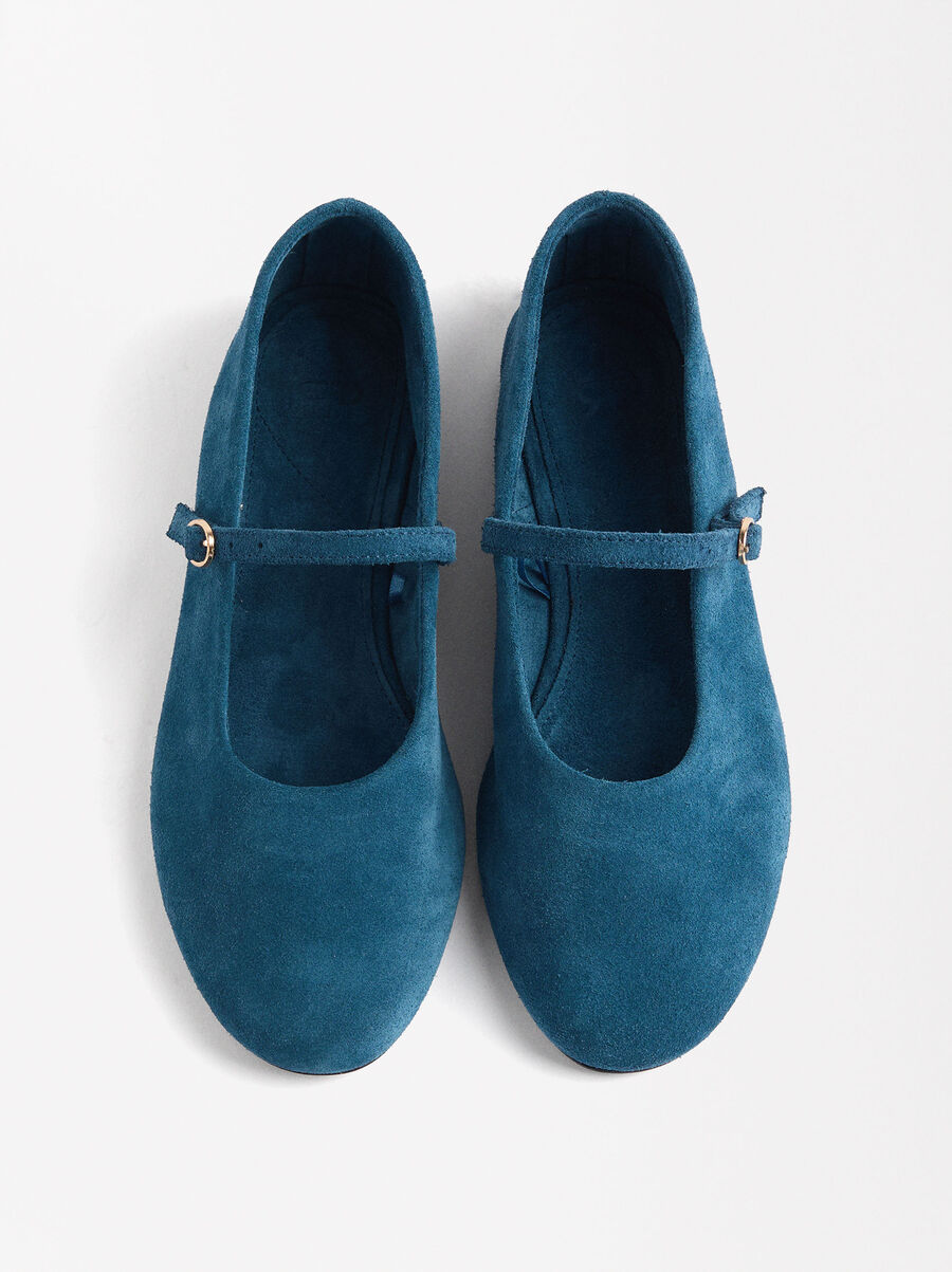 Ballerines en cuir avec bride et boucle