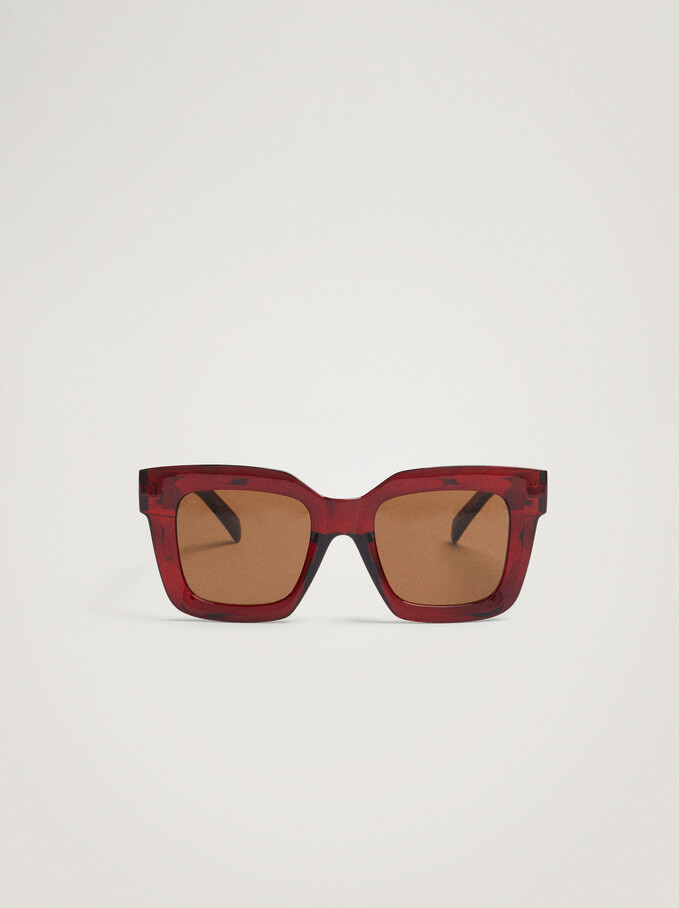 Square Frame Sunglasses, Bordeaux, hi-res