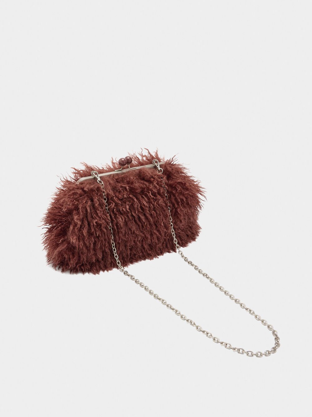 Handbag with fur effect