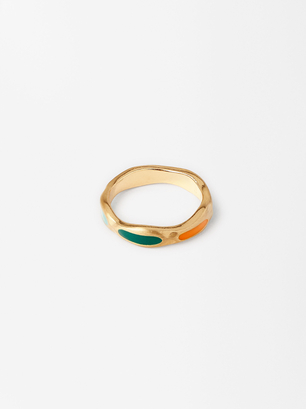 Unregelmäßiger Ring Mit Mehrfarbigem Detail, Golden, hi-res