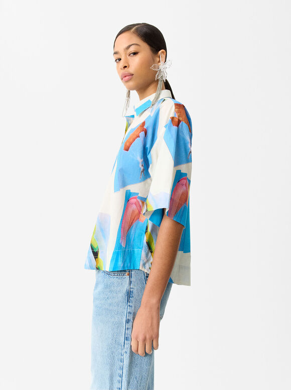 Short Sleeve Printed Shirt, Multicolor, hi-res