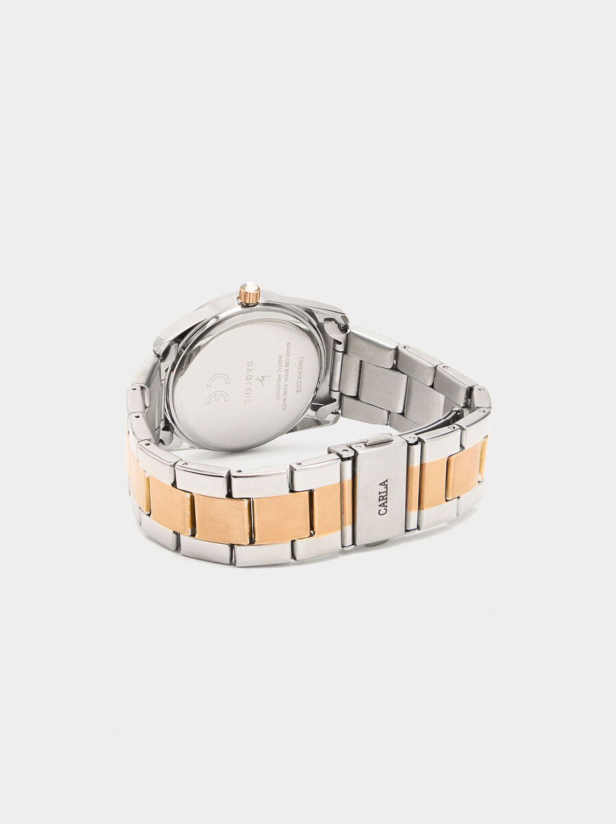 Watch with bicolor stainless steel wristband