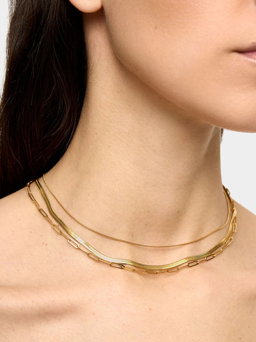 Set of long necklaces – stainless steel