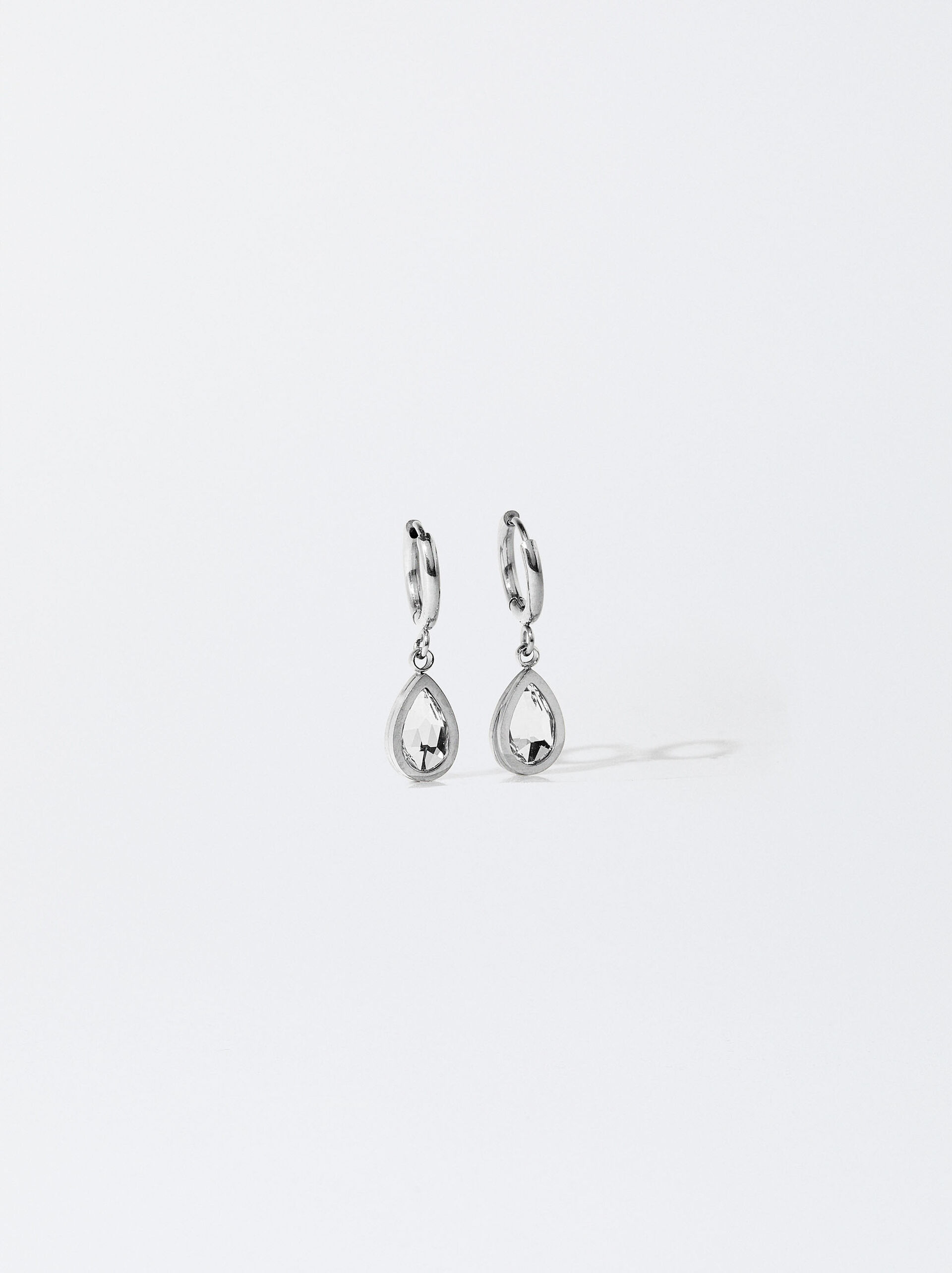 Stainless Steel Hoop Earrings With Crystals image number 0.0