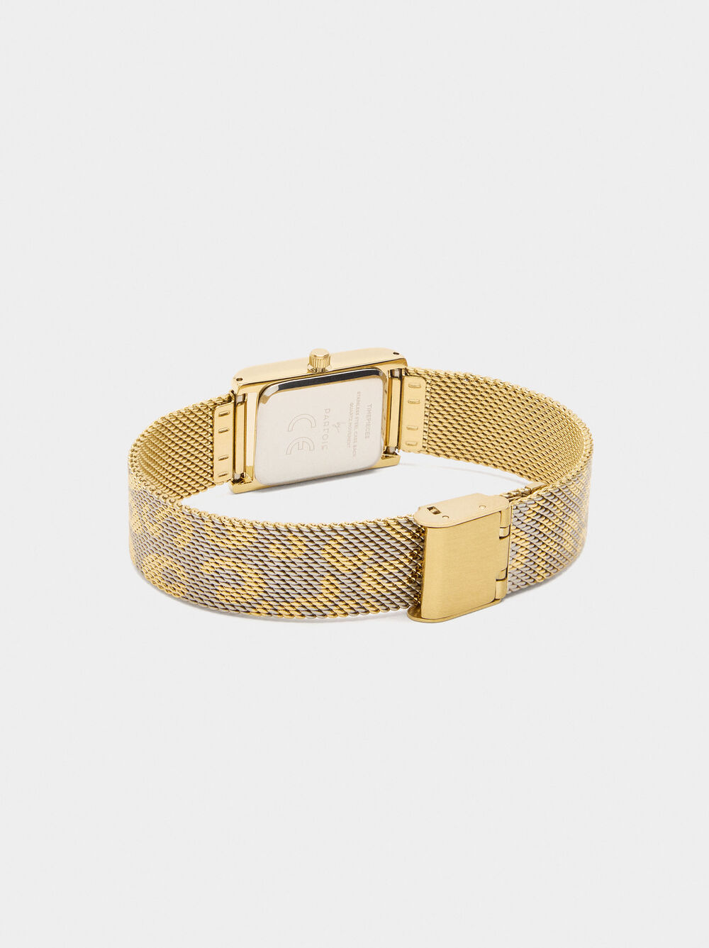 Animal printed mesh strap watch