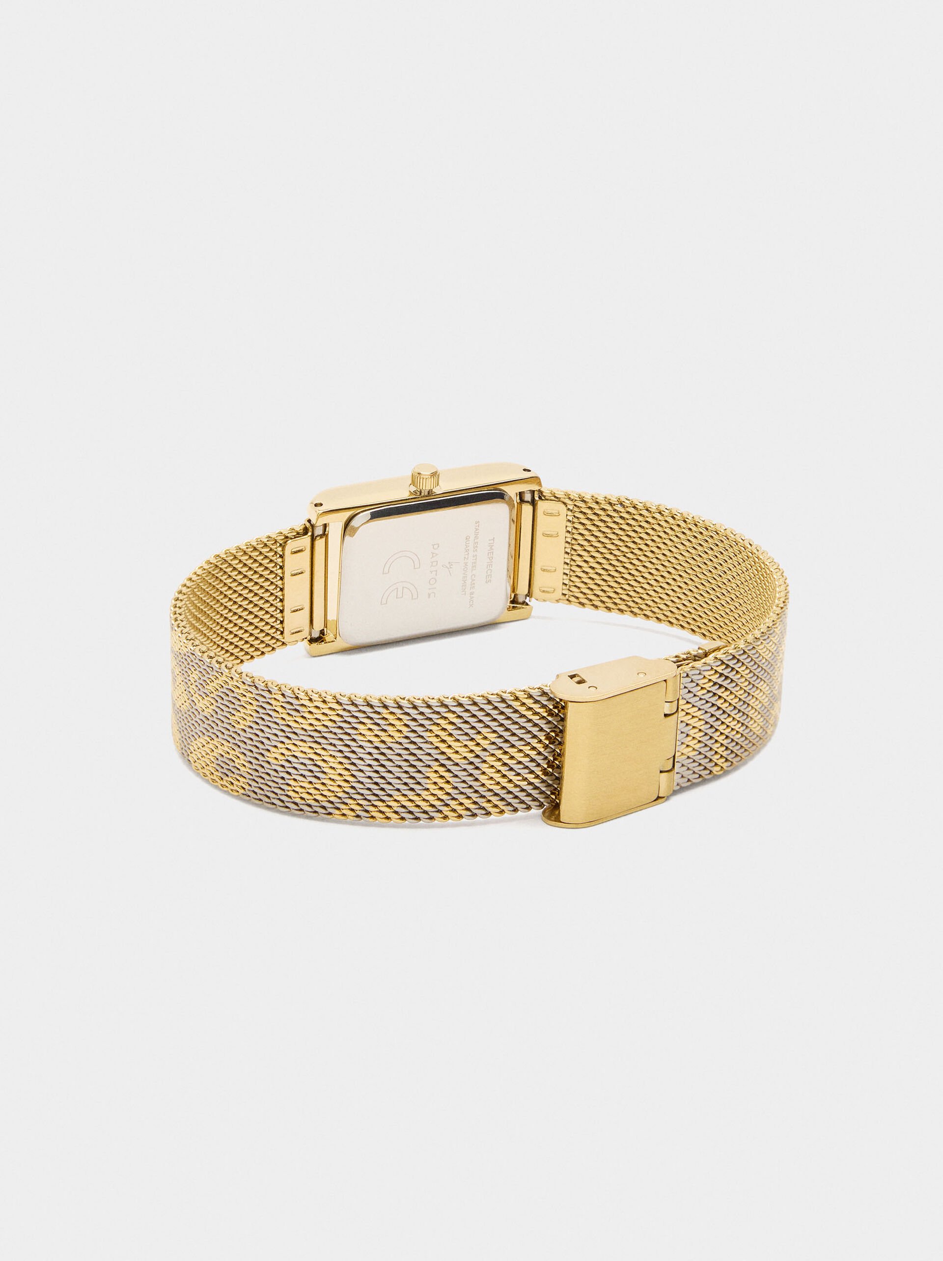 Uhr mit Armband aus bedrucktem Netz mit Animalmuster image number 2.0