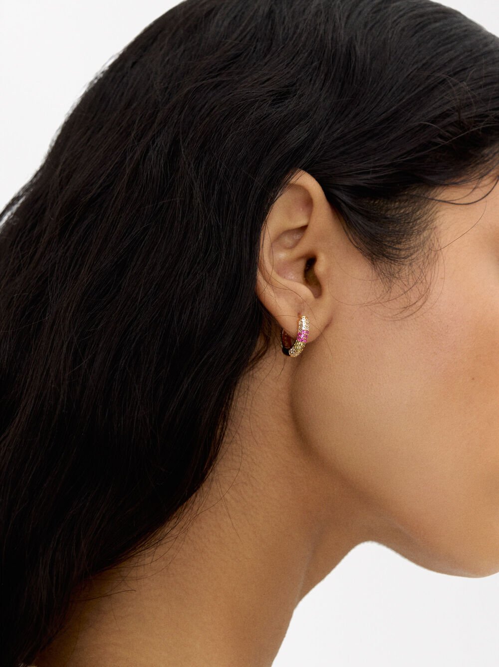 Hoop earrings with crystals - 925 sterling silver