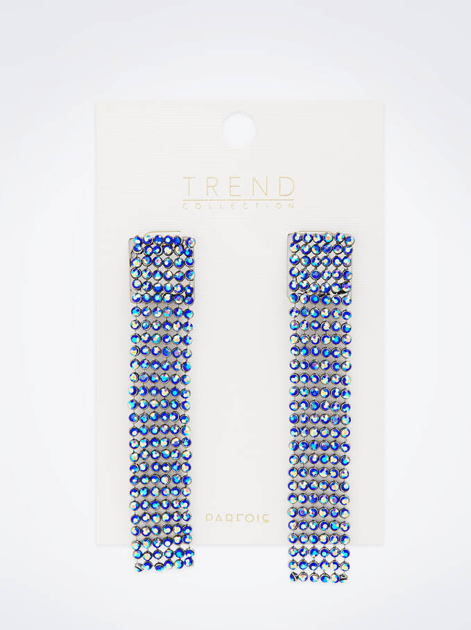 Earrings With Strass, Blue, hi-res