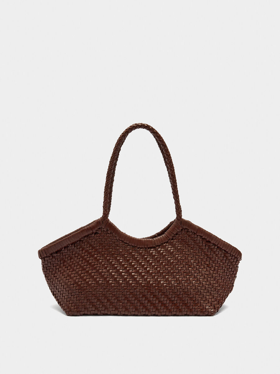 Tote bag with braided leather