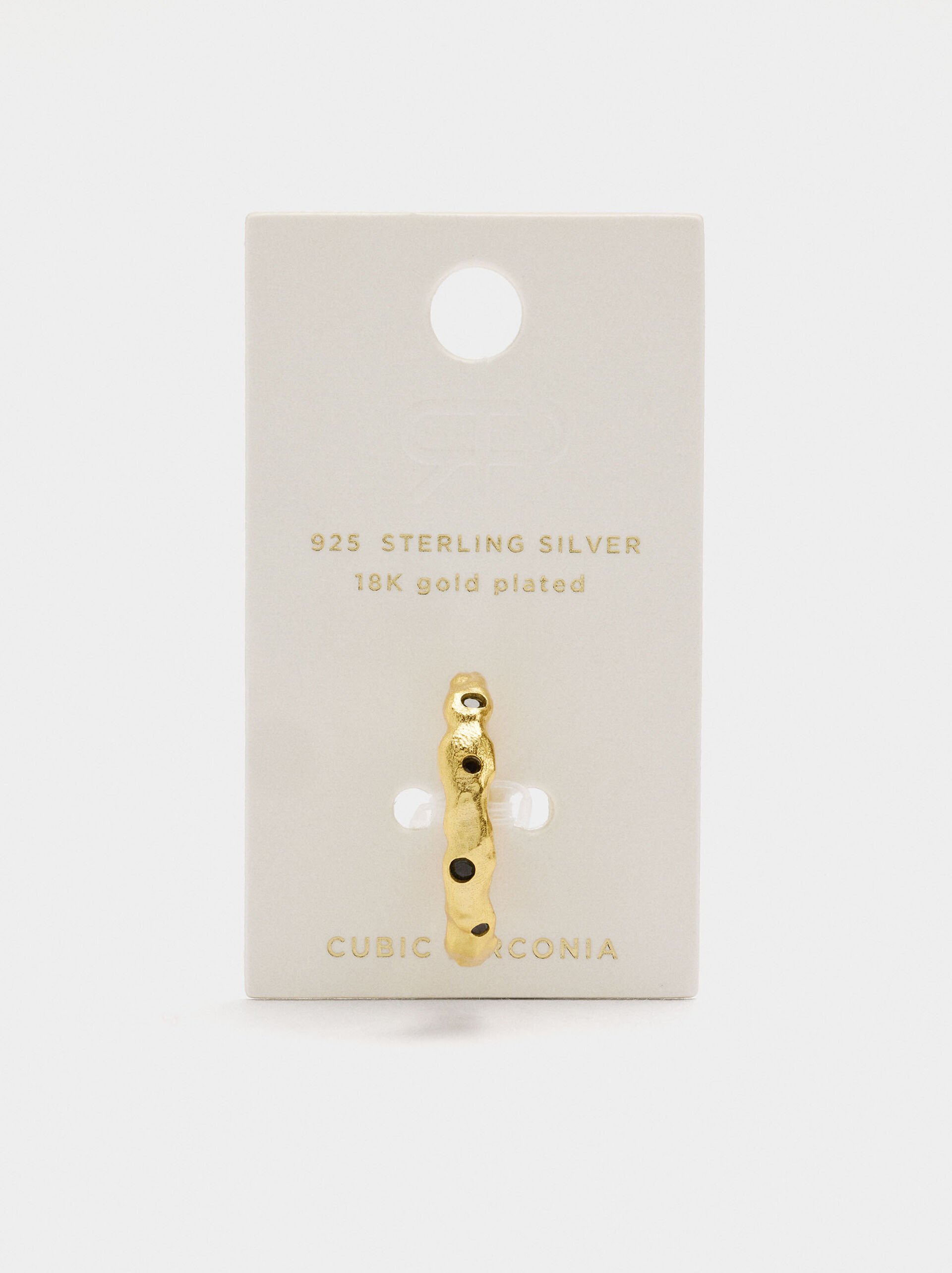 Irregular ring with cubic zirconia - 925 sterling silver image number 2.0