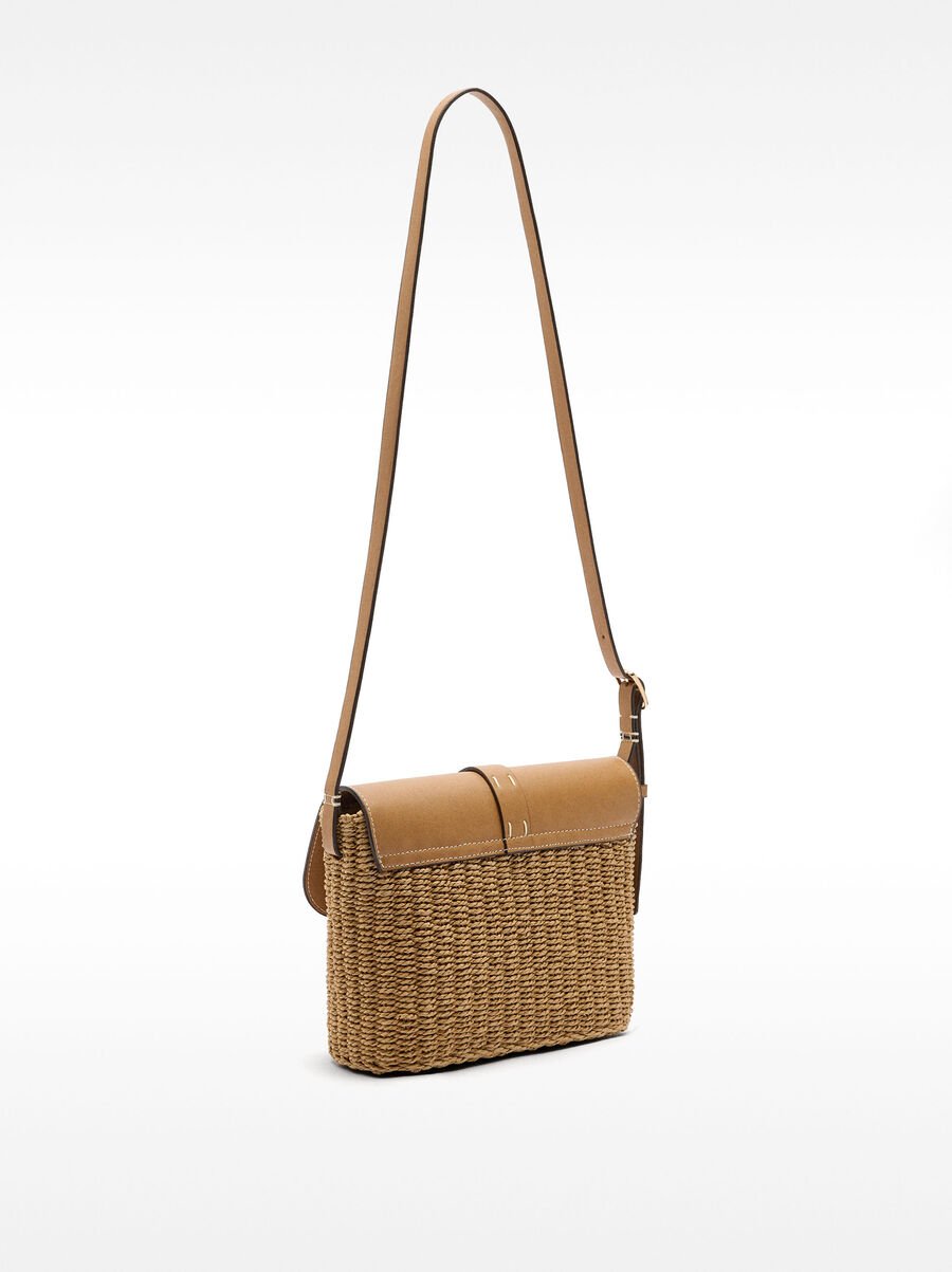 Crossbody bag with straw effect