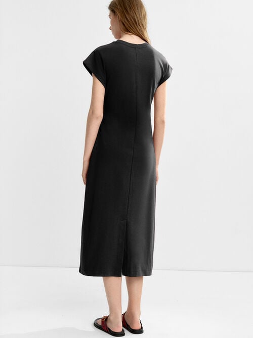 Draped dress with bow