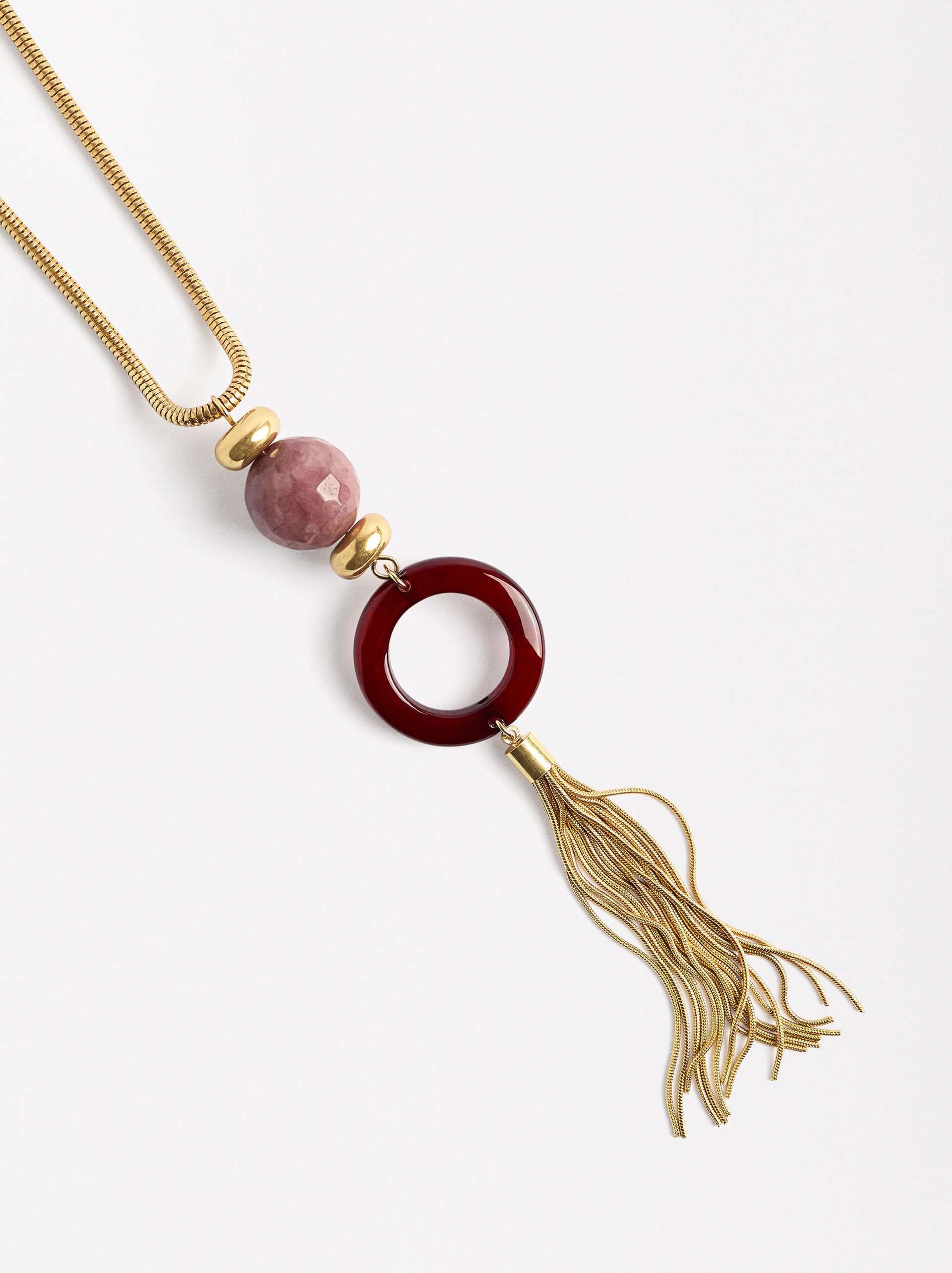 Long necklace with stone pendant image number 2.0
